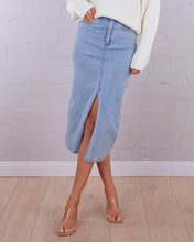 Load image into Gallery viewer, Blancca Stretch Denim Midi Skirt
