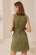 Load image into Gallery viewer, Akash Stretch Denim Dress Khaki
