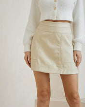 Load image into Gallery viewer, Adrie Faux Leather Mini Skirt Beige
