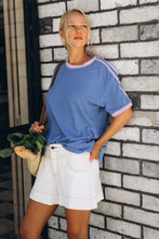 Load image into Gallery viewer, Effy Contrast Tee Blue Pink Paper Heart
