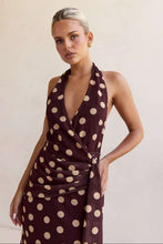 Load image into Gallery viewer, Rhea Maxi Dress Chocolate Polka Dot
