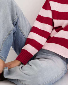 Marsila Knit Jumper Pink Red Stripe