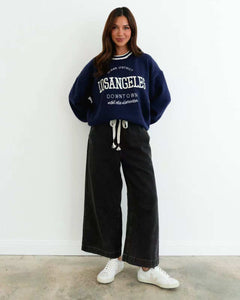 LA Crew Neck Knit Jumper Navy
