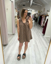 Load image into Gallery viewer, Indra Mini Dress Choc Polka Dots
