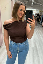 Load image into Gallery viewer, Billie Off Shoulder Top Chocolate

