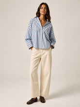 Load image into Gallery viewer, Kylea Cotton Shirt Blue Choc Stripe
