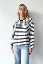 Load image into Gallery viewer, Mat Stripe Cotton Long Sleeve Top Black White
