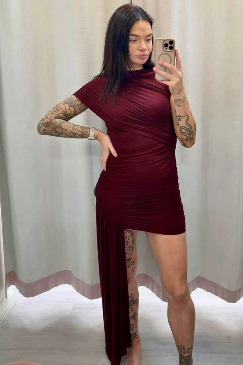 Arabella Mini Dress Wine