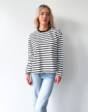 Load image into Gallery viewer, Mat Stripe Cotton Long Sleeve Top Black White
