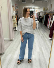 Load image into Gallery viewer, Zarra Striped Boyfriend Tee Black White
