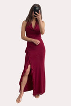 Load image into Gallery viewer, Tasmin Halter Neck Mesh Maxi Dress Wine
