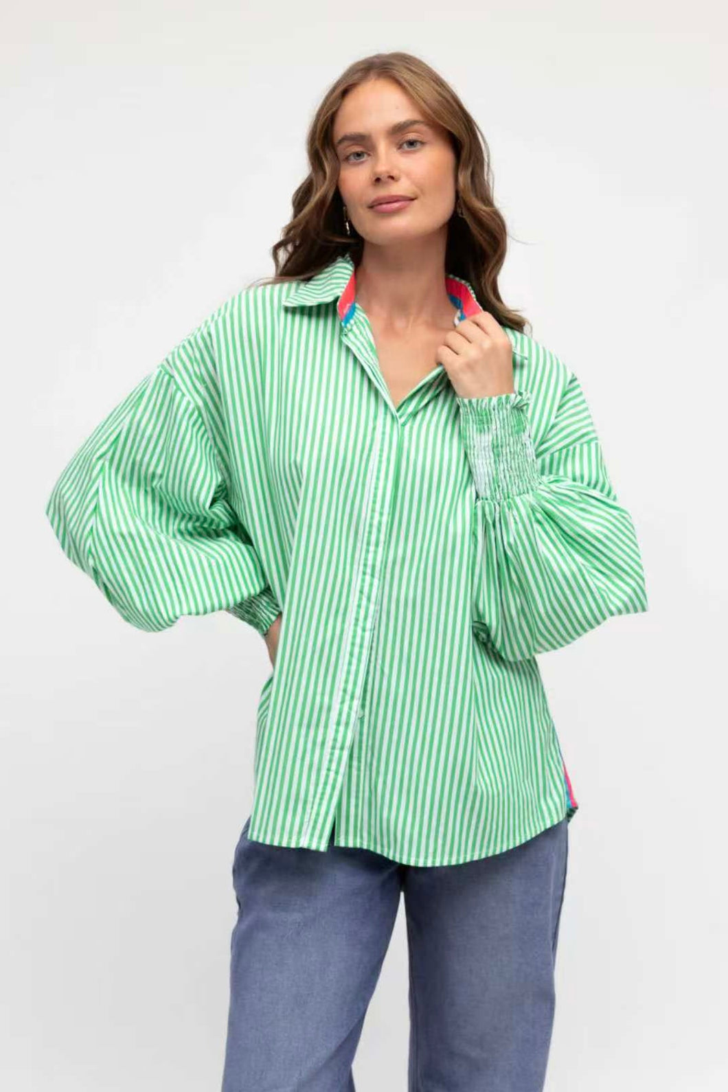 Stella Shirt Green Stripe