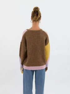 Worthier Colour Block Knit Jumper Lilac