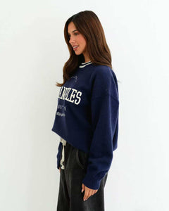 LA Crew Neck Knit Jumper Navy