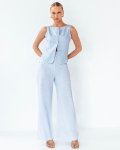 Martin Linen Pants Pale Blue