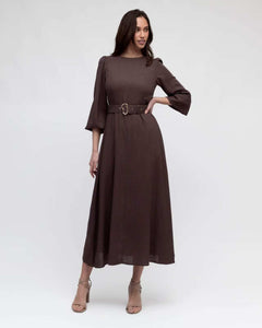 Camille Long Sleeve Dress Brown