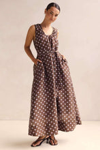 Load image into Gallery viewer, Indra Maxi Dress Choc Polka Dots
