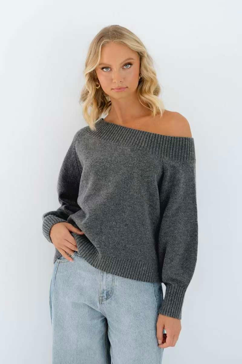 Riah Knit Jumper Charcoal