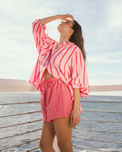 Load image into Gallery viewer, Pin Stripe Cotton Shirt Pink Red Ebby &amp; I

