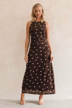 Load image into Gallery viewer, Beverly Maxi Dress Chocolate Polka Dot
