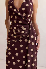 Load image into Gallery viewer, Rhea Maxi Dress Chocolate Polka Dot
