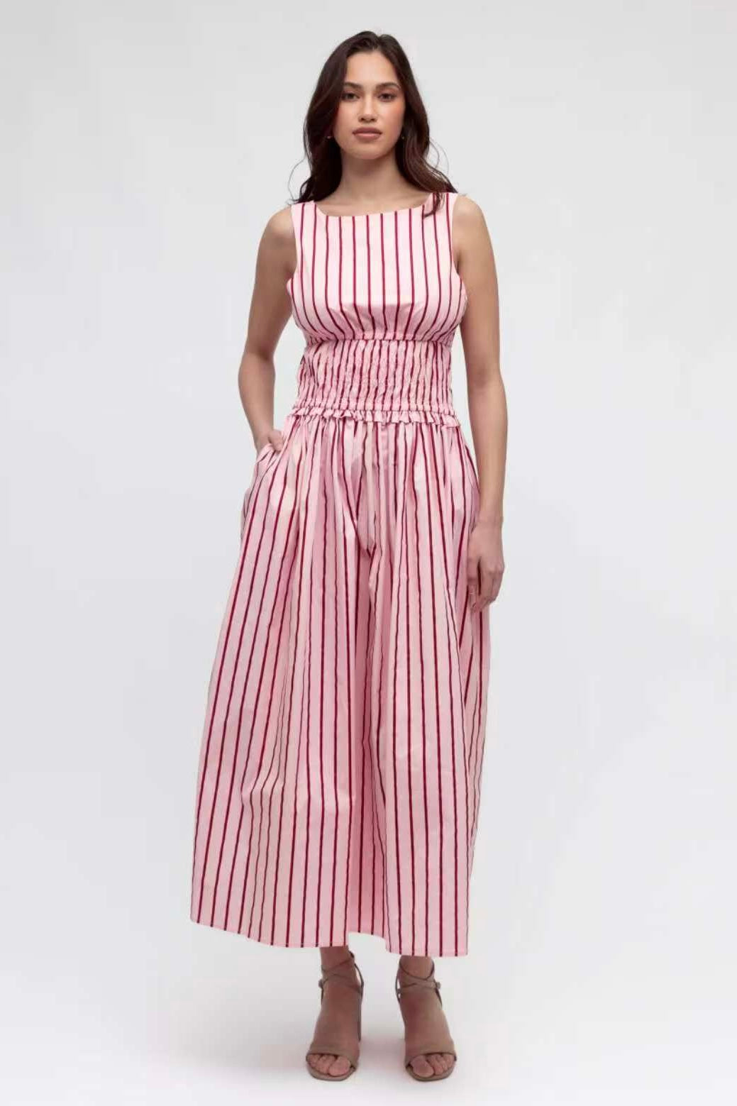 Briony Maxi Dress Pink Stripe