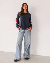 Load image into Gallery viewer, Heart Sleeve Knit Jumper Navy | Label Of Love
