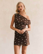 Load image into Gallery viewer, Beverly Mini Dress Chocolate Polka Dot
