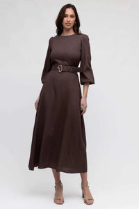 Camille Long Sleeve Dress Brown