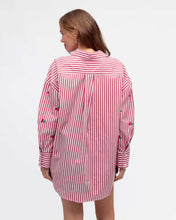 Load image into Gallery viewer, Cherry Embroidery Cotton Shirt Red Stripe
