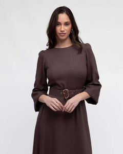 Camille Long Sleeve Dress Brown