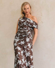 Load image into Gallery viewer, Morea Maxi Dress Brown Blue Floral
