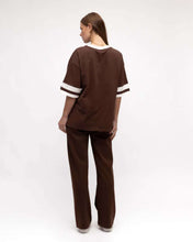 Load image into Gallery viewer, Ebby And I Pants Chocolate White Stripe
