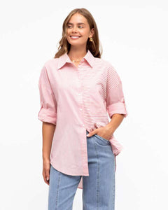 Love Me Cotton Shirt Pink Stripe
