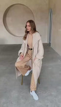 Load and play video in Gallery viewer, Kaylynn Knit Long Cardigan Beige
