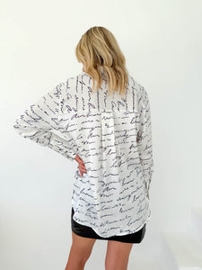Scribble Print Satin Shirt