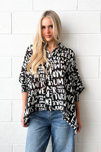 Letter Print Shirt Black