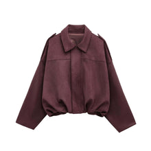 Load image into Gallery viewer, Yara Suede Bomber Jacket Wine
