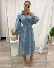 Load image into Gallery viewer, Aradia Long Sleeve Denim Dress
