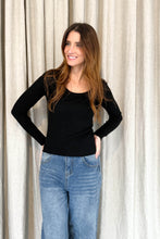 Load image into Gallery viewer, Rib Scoop Neck Knit Black
