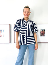 Load image into Gallery viewer, Geometric Blouse Navy
