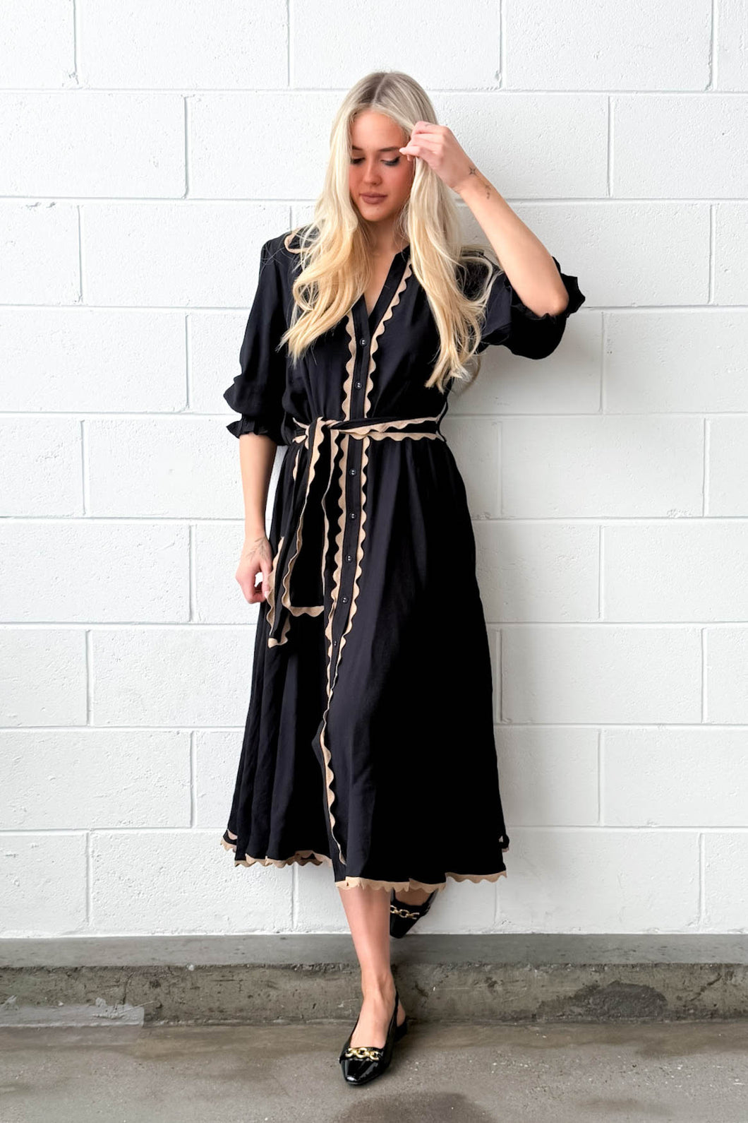 Fria The Label Lace Trim Godet Dress