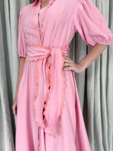 Load image into Gallery viewer, Fria The Label Lace Trim Godet Dress  Pink

