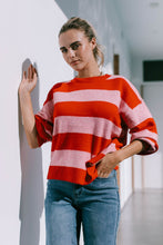 Load image into Gallery viewer, Brady Bunch Stripe Knit Red Pink
