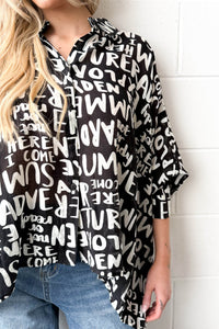 Letter Print Shirt Black