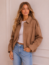 Load image into Gallery viewer, Yara Suede Bomber Jacket Soft Tan
