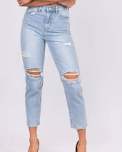 Load image into Gallery viewer, Harley Distressed Mom Jeans Light Wash
